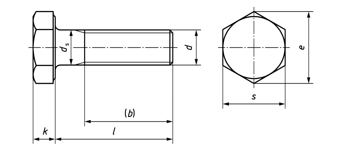 BS EN 14399-3 Basic bolt dimensions (HR Bolts)