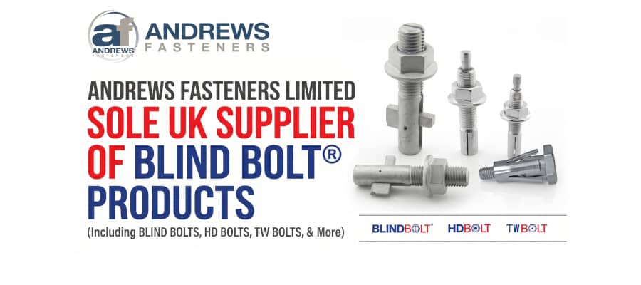 Andrews Fasteners Limited is now the sole UK supplier of the complete Blind Bolt product range. Discover our innovative cavity fixing solutions, including standard BLIND BOLTS, heavy duty HD BOLTS, and thin wall TW BOLTS for your structural steelwork. Andrews Fasteners Limited is the sole UK supplier of Blind Bolt product range